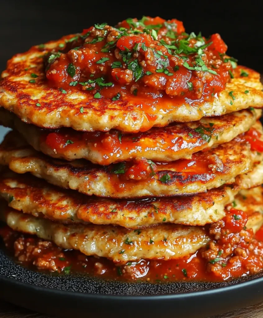 Chicken Pancakes with Bolognese Sauce to pyszne danie.