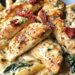 Creamy Tuscan Chicken Pasta to pyszne danie obiadowe.