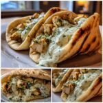Garlic Chicken Pitas with Dill Yogurt Sauce