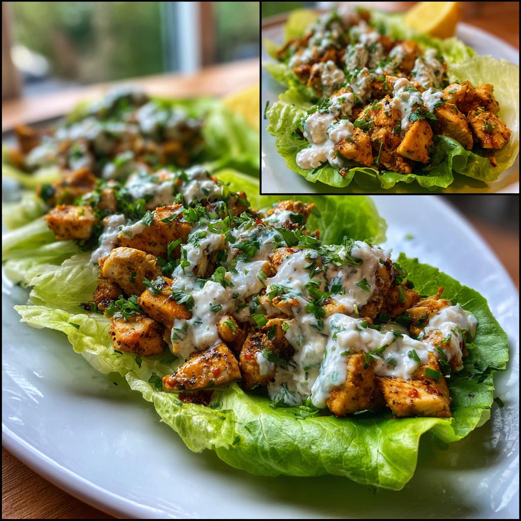 Greek Chicken Lettuce Wraps with Feta Sauce - detail 1