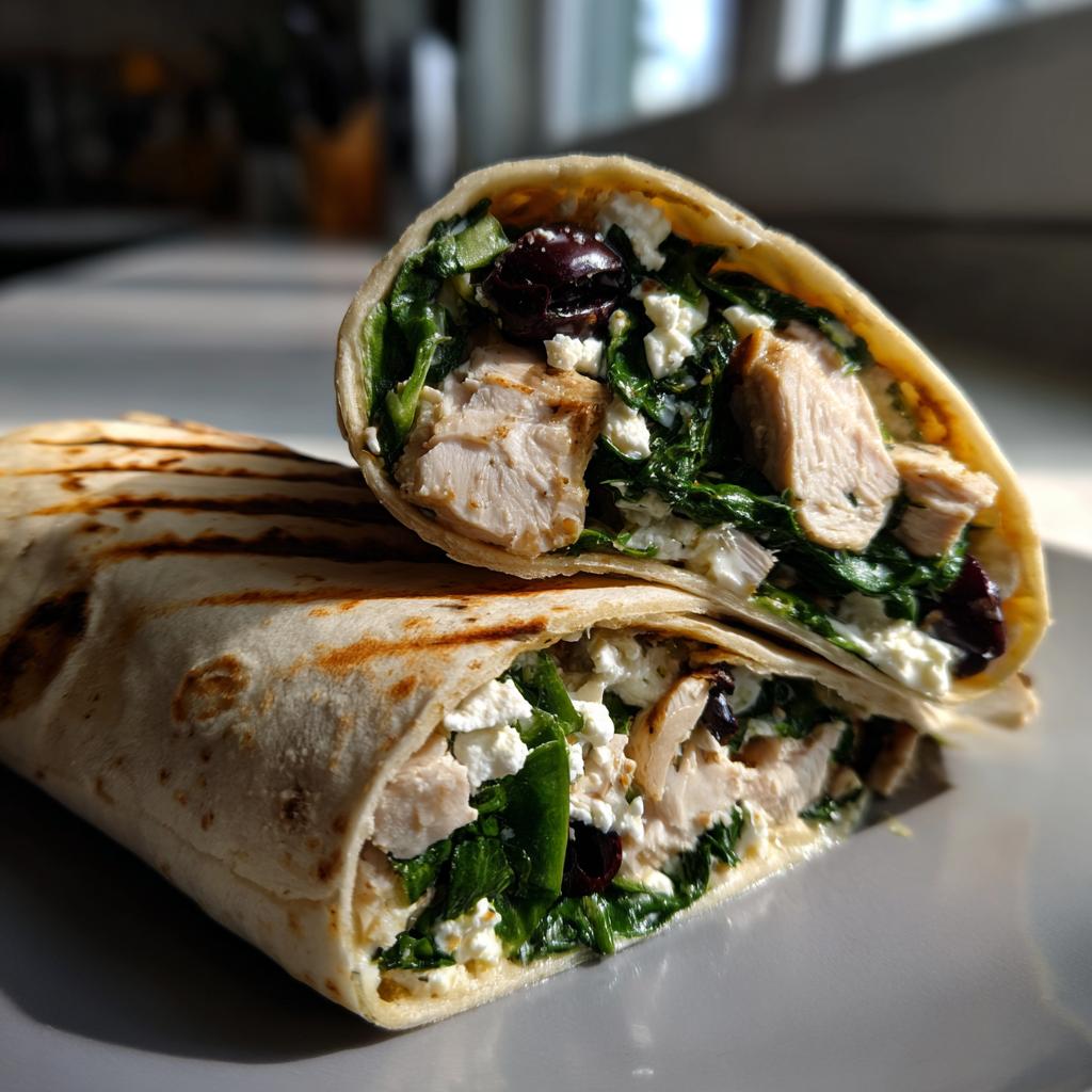 Greek Chicken Wraps with Spinach, Olives, and Feta - detail 1
