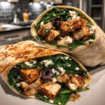 Greek Chicken Wraps with Spinach, Olives, and Feta