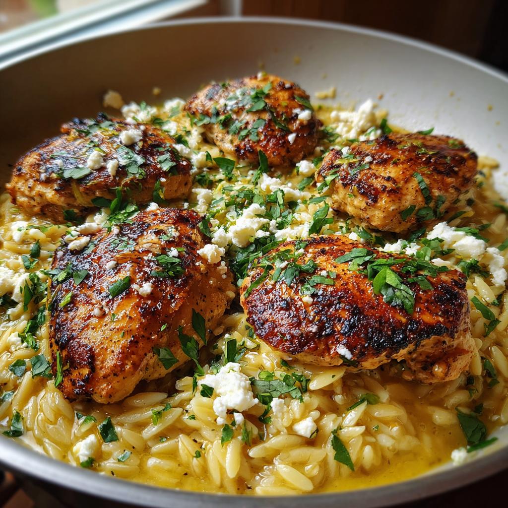 Kurczak z patelni z cytrynowym masłem, musztardą Dijon i orzo w sosie feta - detail 1