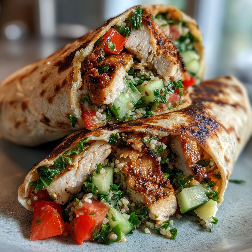 Lemon Oregano Chicken Wraps with Tabbouleh