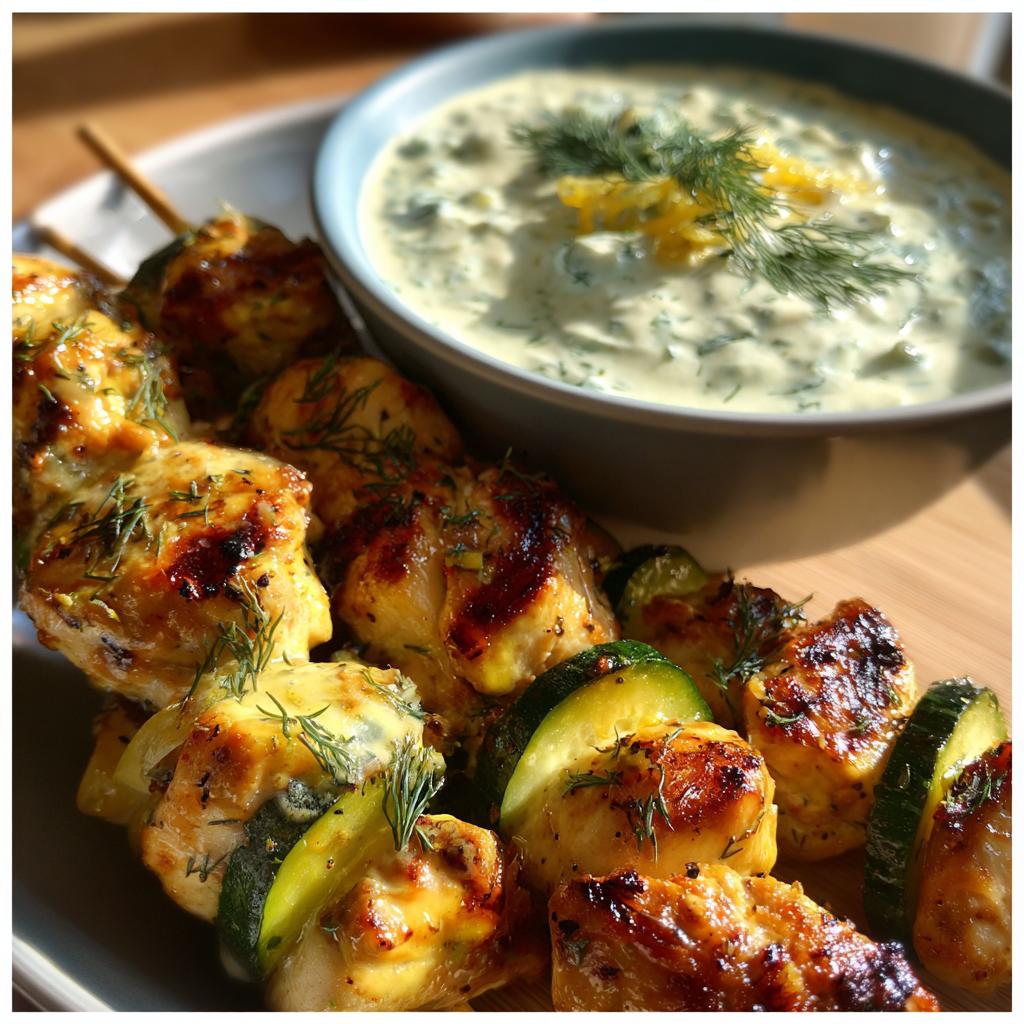 Mediterranean Chicken Skewers with Creamy Cucumber Sauce - detail 1