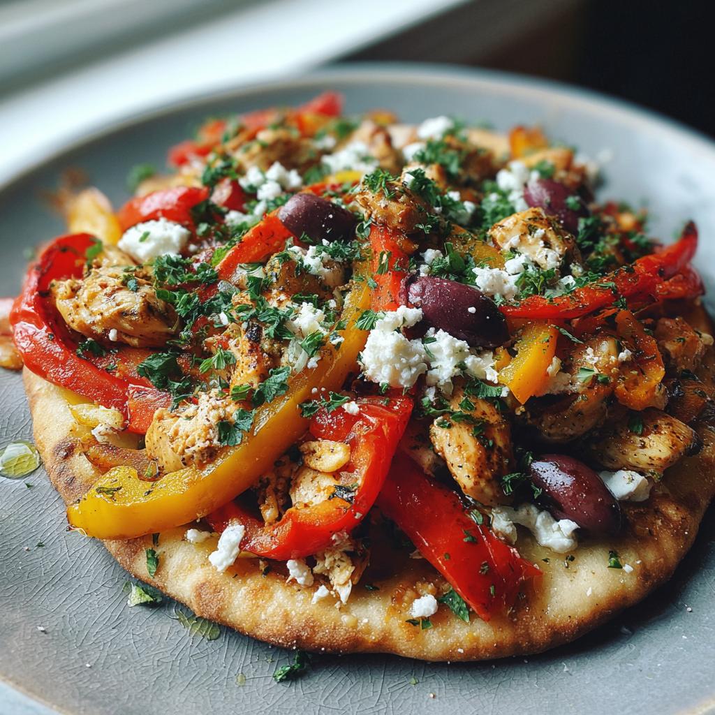 Mediterranean Chicken and Veggie Flatbreads - detail 1