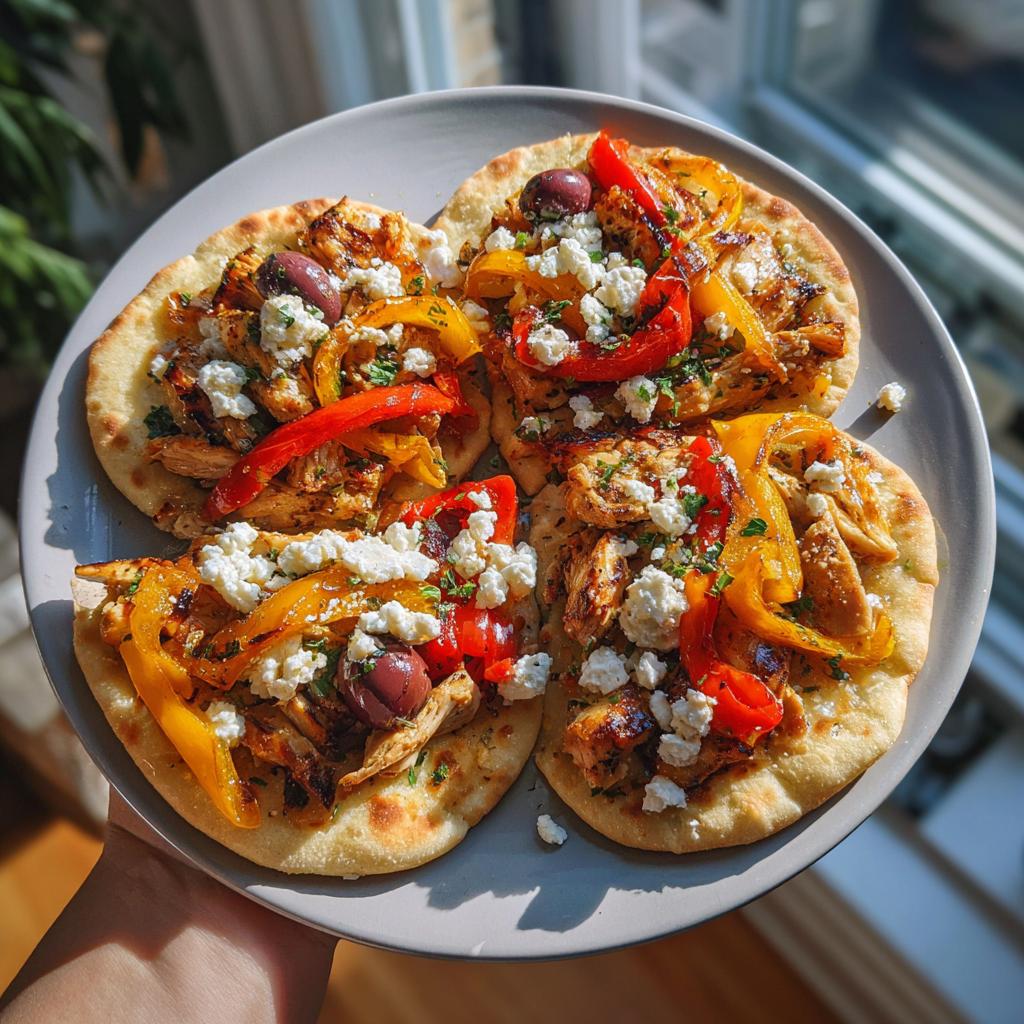 Mediterranean Chicken and Veggie Flatbreads