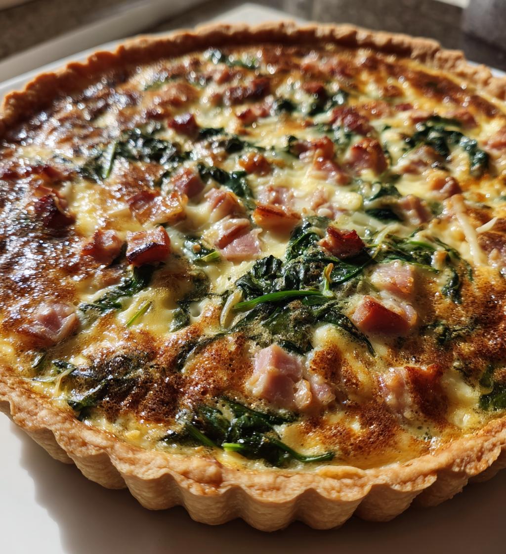 Sałatka z quiche z szynką i szpinakiem