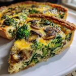 Sałatka z quiche ze szpinakiem, brokułami i pieczarkami